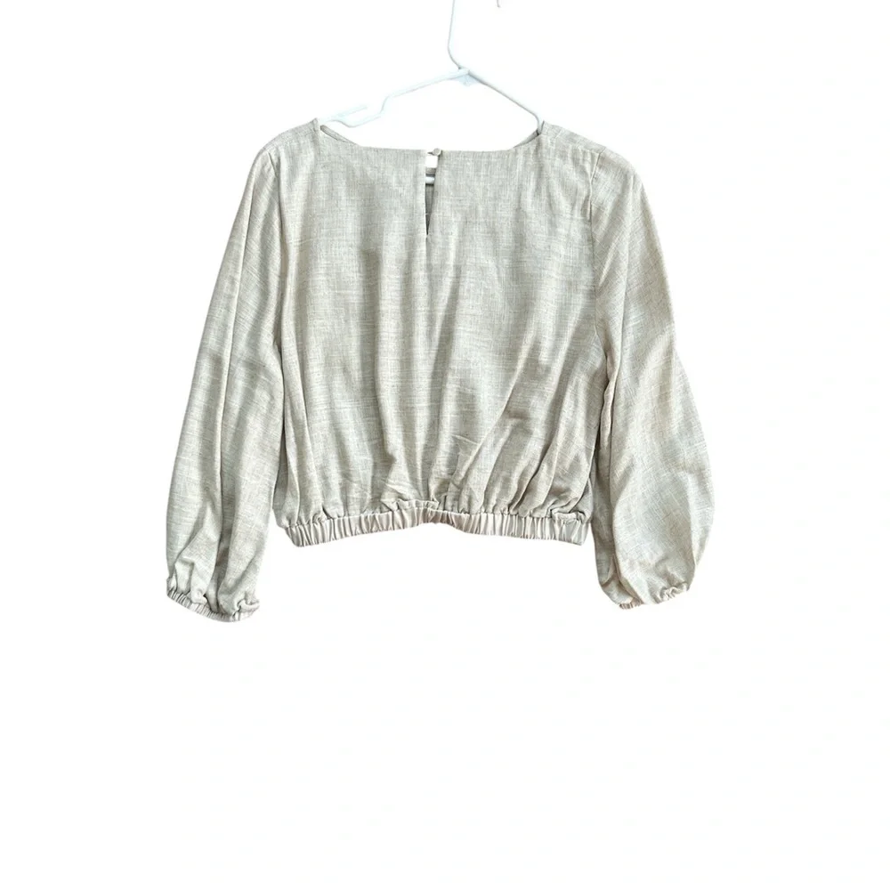 APRICOT Linen Blend Bubble Hem Crop Top - Picture 5 of 6